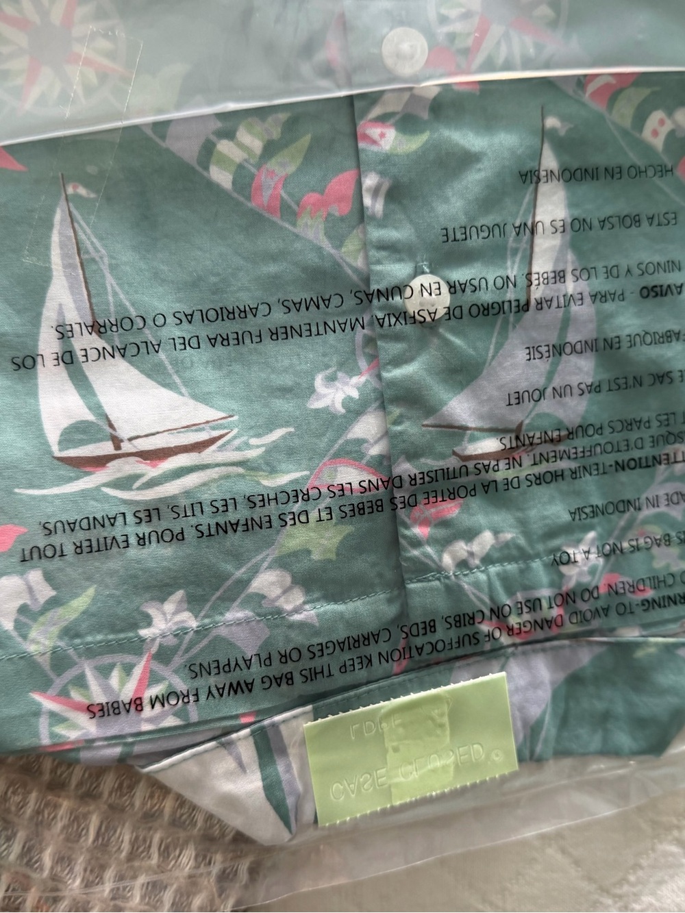 Jamie and Jack boys cabana shirt 12 to 18 months green with boats NWT